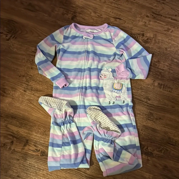 Carter's Pastel Striped Llama One Piece - Picture 1 of 3